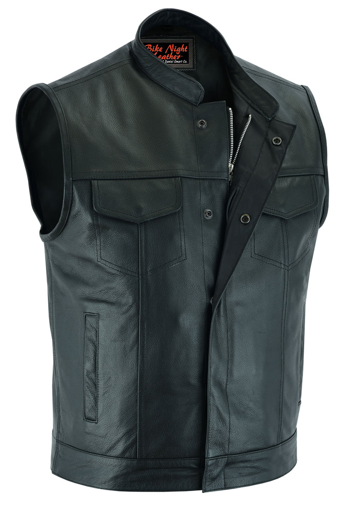 AM9192 Concealed Snap Closure, Scoop Collar & Hidden Zipper Men's Vests Virginia City Motorcycle Company Apparel 