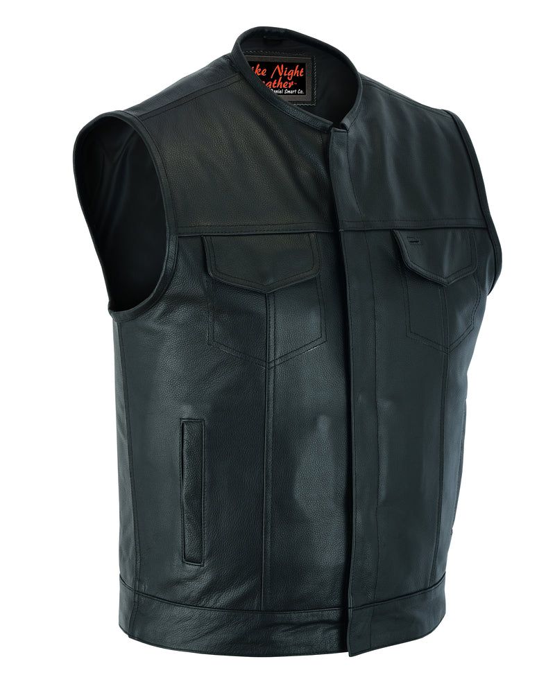 AM9193 Concealed Snap Closure, Without Collar & Hidden Zipper Men's Vests Virginia City Motorcycle Company Apparel 