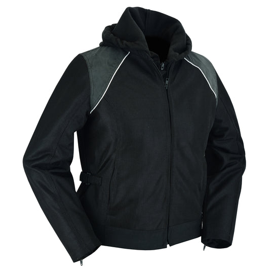 DS867 Women's Mesh 3-in-1 Fabric Riding Jacket (Black/Black Tone Reflective) New Arrivals Virginia City Motorcycle Company Apparel 