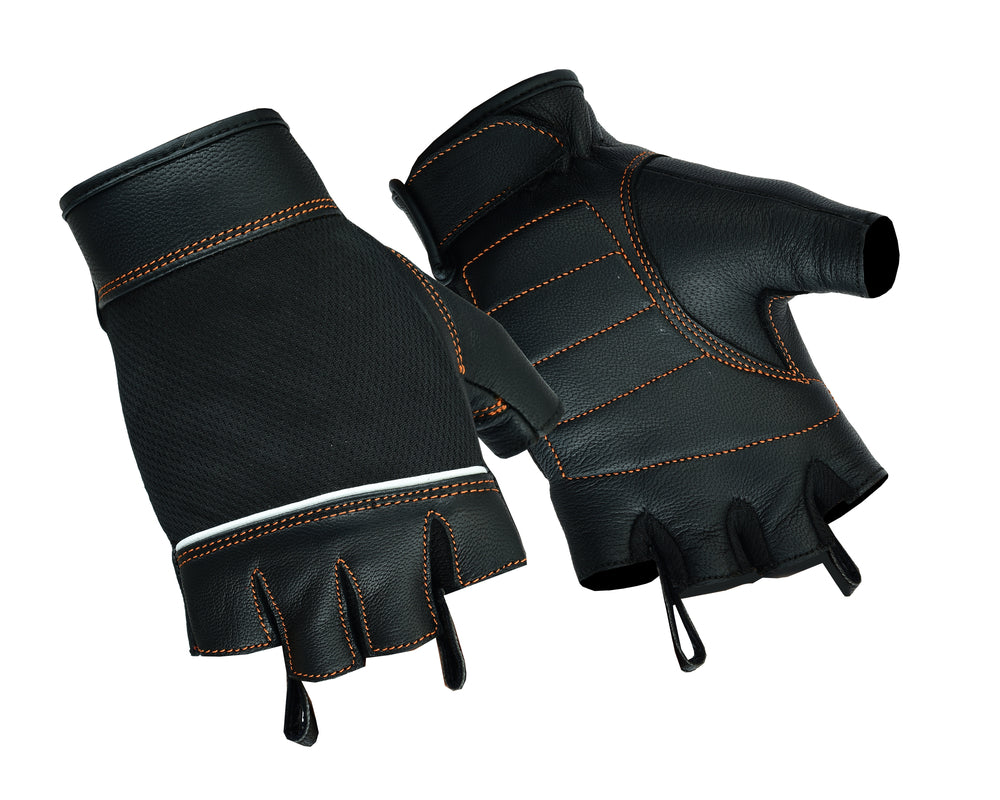 DS2429 Women's Fingerless Glove with Orange Stitching Details Women's Fingerless Gloves Virginia City Motorcycle Company Apparel 