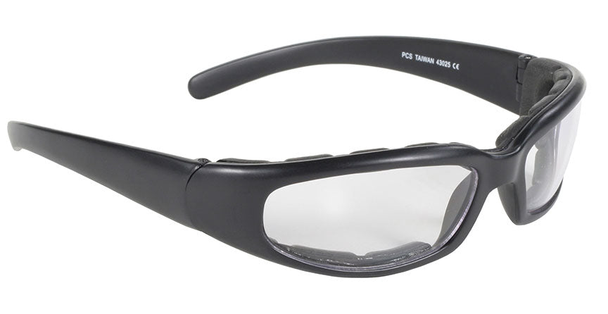 43025 Rally Wrap Padded Blk Frame/Clear Lens Sunglasses Virginia City Motorcycle Company Apparel 