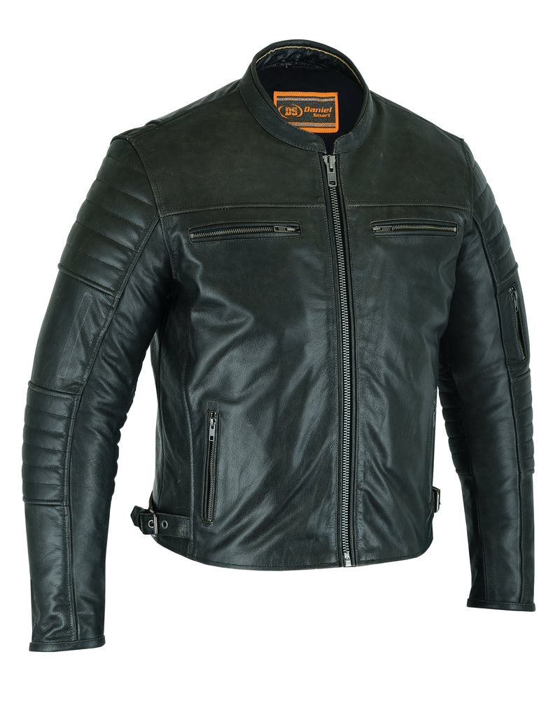 DS754 Men's Modern Crossover Scooter Jacket - Gun Metal Brown Men's Leather Motorcycle Jackets Virginia City Motorcycle Company Apparel 