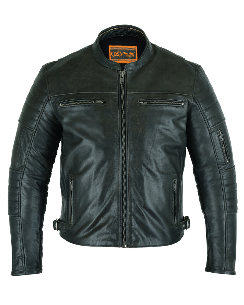 DS754 Men's Modern Crossover Scooter Jacket - Gun Metal Brown Men's Leather Motorcycle Jackets Virginia City Motorcycle Company Apparel 