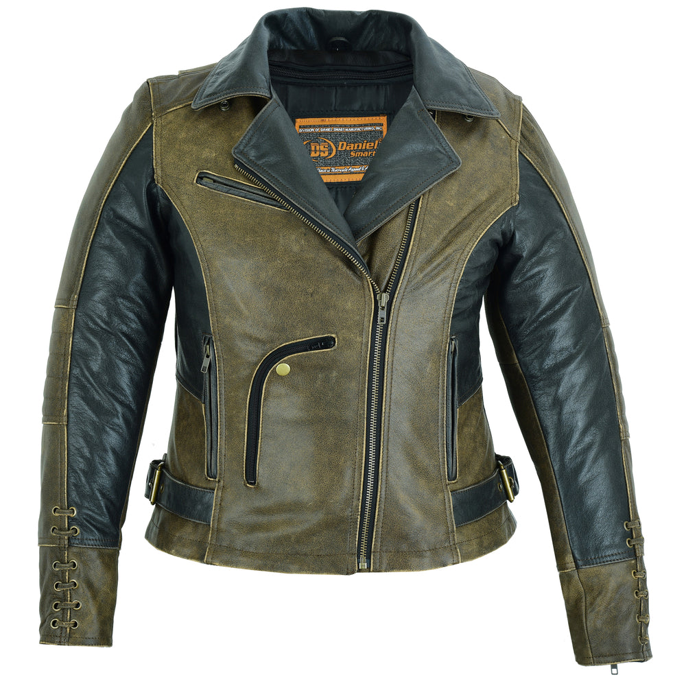 DS898 Must Ride - Two Tone Women's Leather Motorcycle Jackets Virginia City Motorcycle Company Apparel 
