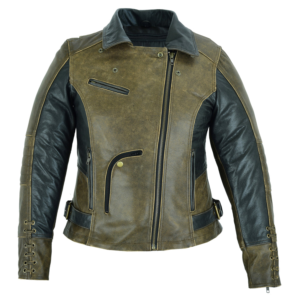 DS898 Must Ride - Two Tone Women's Leather Motorcycle Jackets Virginia City Motorcycle Company Apparel 