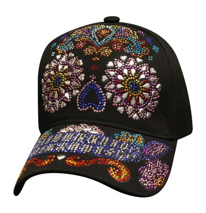 SBLSUSK Bling Sugar Skull Hat Hats Virginia City Motorcycle Company Apparel 