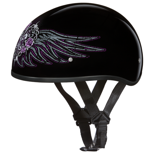 D6-BWH D.O.T. DAYTONA SKULL CAP - W/ BARBED WIRE HEART 1/2 Shell Helmets Virginia City Motorcycle Company Apparel 