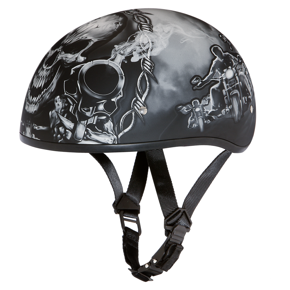 D6-G D.O.T. DAYTONA SKULL CAP - W/ GUNS 1/2 Shell Helmets Virginia City Motorcycle Company Apparel 