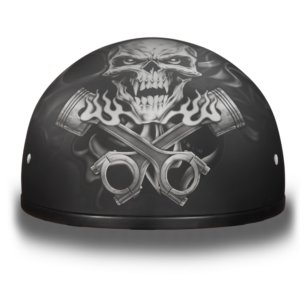 D6-PS D.O.T. DAYTONA SKULL CAP - W/ PISTONS SKULL 1/2 Shell Helmets Virginia City Motorcycle Company Apparel 