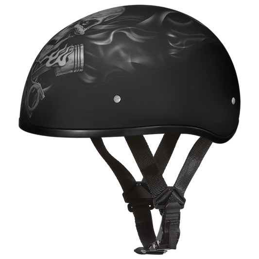 D6-PS D.O.T. DAYTONA SKULL CAP - W/ PISTONS SKULL 1/2 Shell Helmets Virginia City Motorcycle Company Apparel 