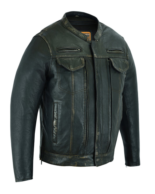 DS790 Men's Modern Utility Style Jacket in Lightweight Drum Dyed Dist Men's Leather Motorcycle Jackets Virginia City Motorcycle Company Apparel 