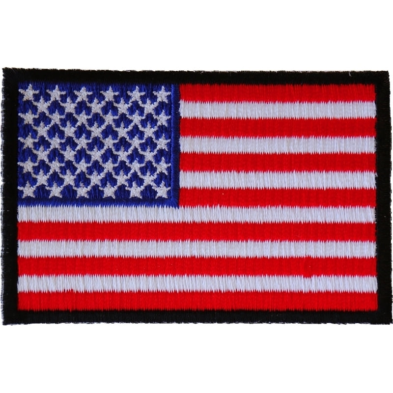 P2046B American Flag Patch with Black Borders Patches Virginia City Motorcycle Company Apparel 
