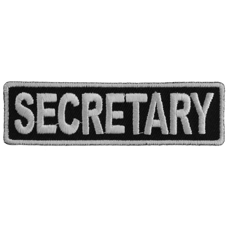 P3711 Secretary Patch 3.5 Inch White Patches Virginia City Motorcycle Company Apparel 