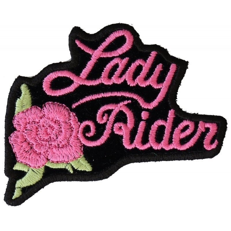 P2526PINK Pink Lady Rider Rose Biker Patch Patches Virginia City Motorcycle Company Apparel 