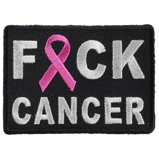 P4314 FCK Cancer Pink Ribbon Patch Patches Virginia City Motorcycle Company Apparel 