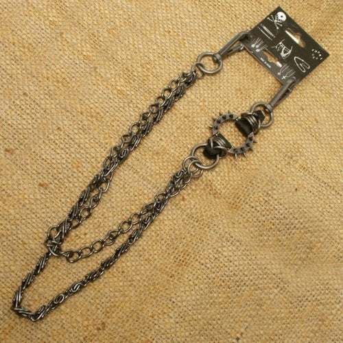 WA-WC7030 Spike ring Wallet Chain with gray double chain Wallet Chains/Key Leash Virginia City Motorcycle Company Apparel 