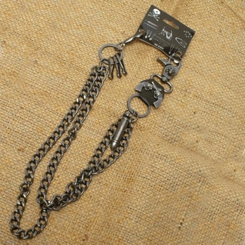 WA-WC7031 Wallet Chain with a skull / guns / bullet designs, double c Wallet Chains/Key Leash Virginia City Motorcycle Company Apparel 