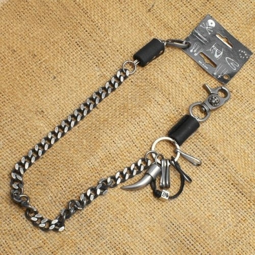 WA-WC7032 Wallet Chain with a skull / horn / leather designs, single Wallet Chains/Key Leash Virginia City Motorcycle Company Apparel 