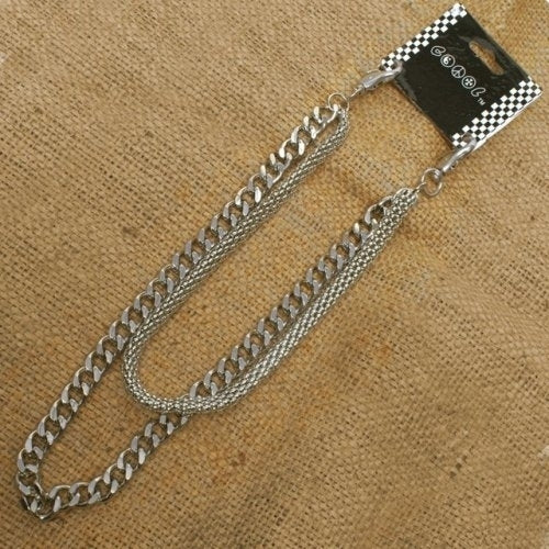 WA-WC770W Chrome Wallet Chain with double chain, mesh and medium link Wallet Chains/Key Leash Virginia City Motorcycle Company Apparel 