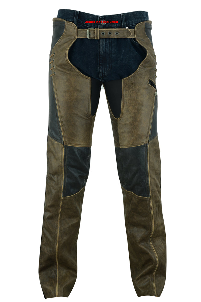 DS498 Women's Stylish Lightweight Hip Set Chaps- Two Tone Women's Chaps & Pants Virginia City Motorcycle Company Apparel 