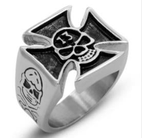 R106 Stainless Steel Skull 13 Biker Ring Rings Virginia City Motorcycle Company Apparel 