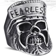 R110 Stainless Steel Fearless Skull Biker Ring Rings Virginia City Motorcycle Company Apparel 