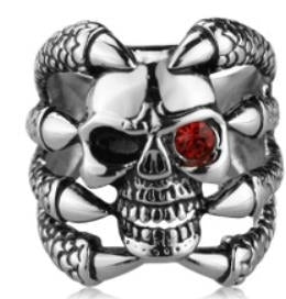 R112 Stainless Steel Claw Face Skull Biker Ring Rings Virginia City Motorcycle Company Apparel 