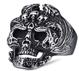 R114 Stainless Steel Skelator Skull Face Biker Ring Rings Virginia City Motorcycle Company Apparel 