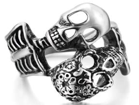 R126 Stainless Steel His And Her Skull Biker Ring Rings Virginia City Motorcycle Company Apparel 