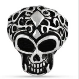 R127 Stainless Steel Big Brain Skull Biker Ring Rings Virginia City Motorcycle Company Apparel 