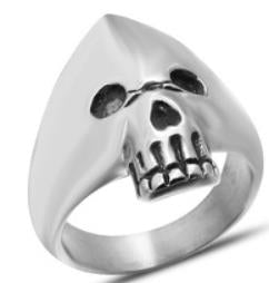 R130 Stainless Steel Hooded Skull Biker Ring Rings Virginia City Motorcycle Company Apparel 