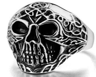 R131 Stainless Steel Forward Face Skull Biker Ring Rings Virginia City Motorcycle Company Apparel 