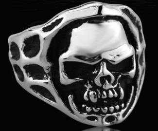 R132 Stainless Steel Open Face Skull Biker Ring Rings Virginia City Motorcycle Company Apparel 