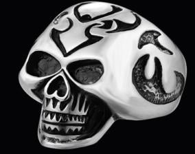 R137 Stainless Steel Big Head Skull Biker Ring Rings Virginia City Motorcycle Company Apparel 