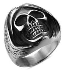 R139 Stainless Steel Sleepy Head Skull Biker Ring Rings Virginia City Motorcycle Company Apparel 