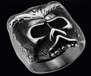 R140 Stainless Steel Bearded Skull Biker Ring Rings Virginia City Motorcycle Company Apparel 