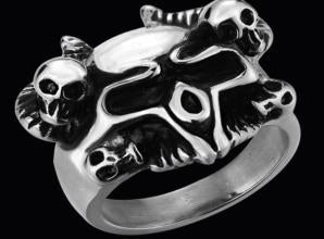 R142 Stainless Steel Serpent Skull Biker Ring Rings Virginia City Motorcycle Company Apparel 