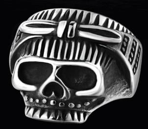 R147 Stainless Steel Biker Chick Skull Biker Ring Rings Virginia City Motorcycle Company Apparel 