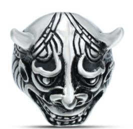 R148 Stainless Steel Devil Face Skull Biker Ring Rings Virginia City Motorcycle Company Apparel 