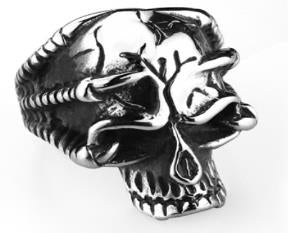 R149 Stainless Steel Broken Skull Face Skull Biker Ring Rings Virginia City Motorcycle Company Apparel 