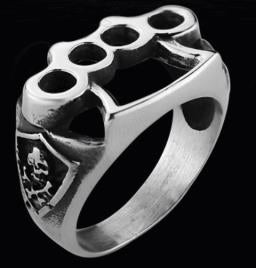 R152 Stainless Steel Brass Knuckles Biker Ring Rings Virginia City Motorcycle Company Apparel 