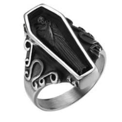 R154 Stainless Steel Coffin Biker Ring Rings Virginia City Motorcycle Company Apparel 