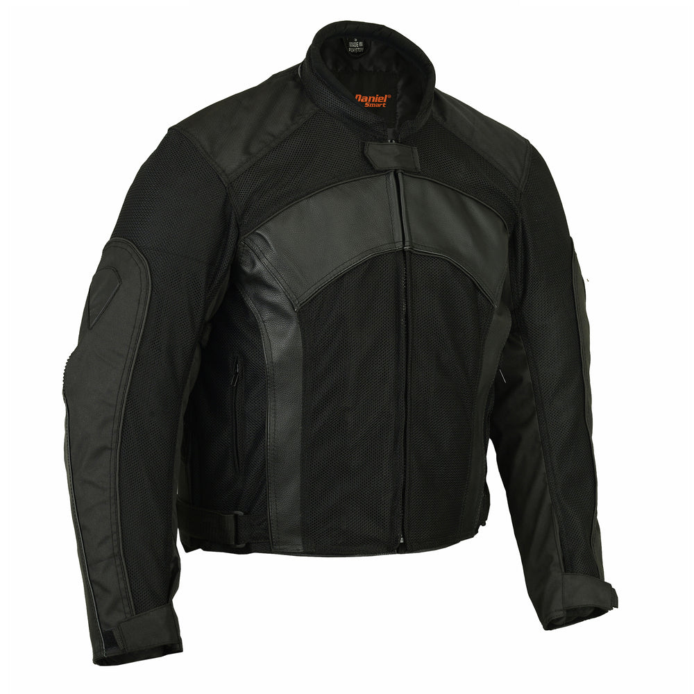 DS750BK Men's Mesh/ Leather Padded Jacket Mens Textile Motorcycle Jackets Virginia City Motorcycle Company Apparel 