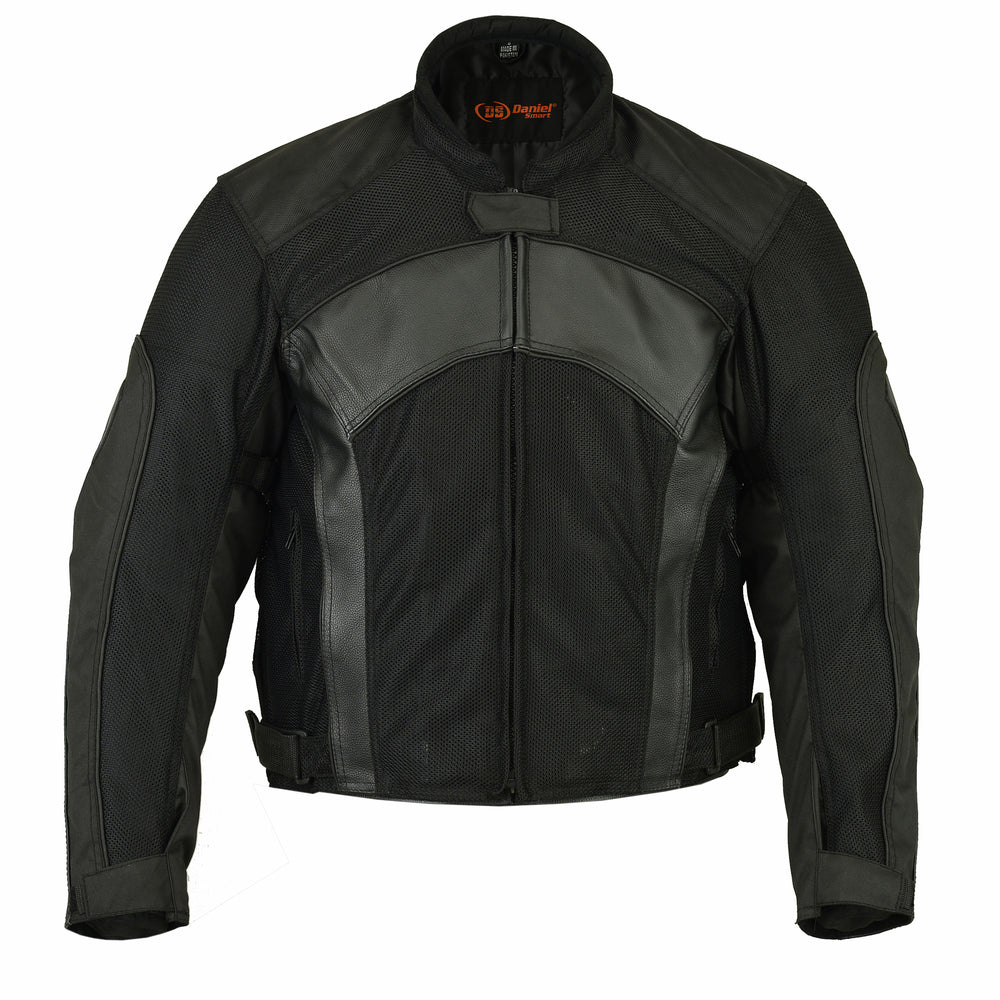 DS750BK Men's Mesh/ Leather Padded Jacket Mens Textile Motorcycle Jackets Virginia City Motorcycle Company Apparel 