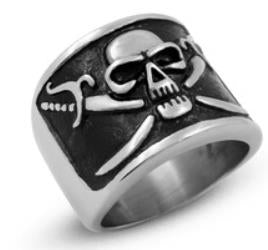 R159 Stainless Steel Pirate Symbol Skull Biker Ring Rings Virginia City Motorcycle Company Apparel 