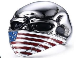 R165 Stainless Steel Flag Face Biker Ring Rings Virginia City Motorcycle Company Apparel 