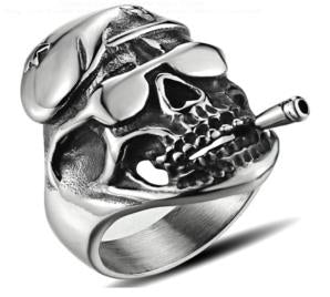 R166 Stainless Steel Cruiser Skull Biker Ring Rings Virginia City Motorcycle Company Apparel 