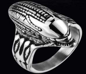 R169 Stainless Steel Alien Head Biker Ring Rings Virginia City Motorcycle Company Apparel 