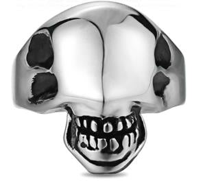 R171 Stainless Steel Alien Face Biker Ring Rings Virginia City Motorcycle Company Apparel 