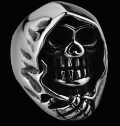 R172 Stainless Steel Grim Skull Biker Ring Rings Virginia City Motorcycle Company Apparel 